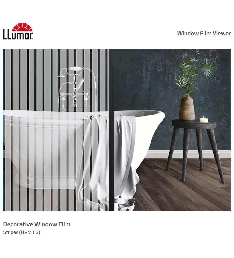 LLumar Window Film Simulation (17) Folie decorativă cu linii subțiri aplicată pe geam – model NRM-FS-SR-HPR