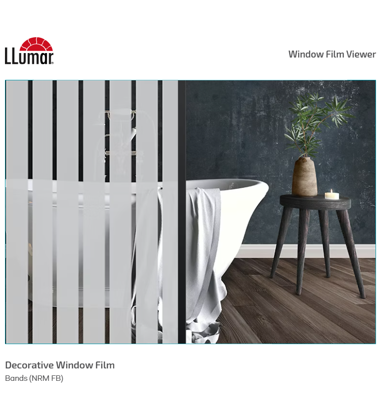 LLumar Window Film Simulation (18) Folie decorativă pentru geam cu linii groase NRM-FB-SR-HPR aplicată