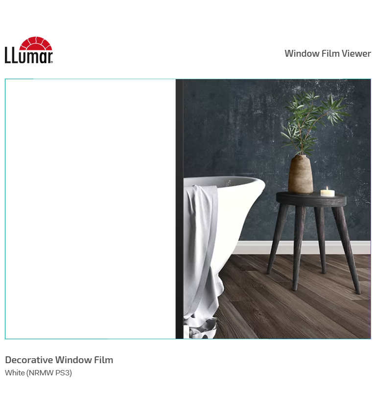 LLumar Window Film Simulation (20) Folie decorativă albă mată NRM-W-PS-3 aplicată pe geam